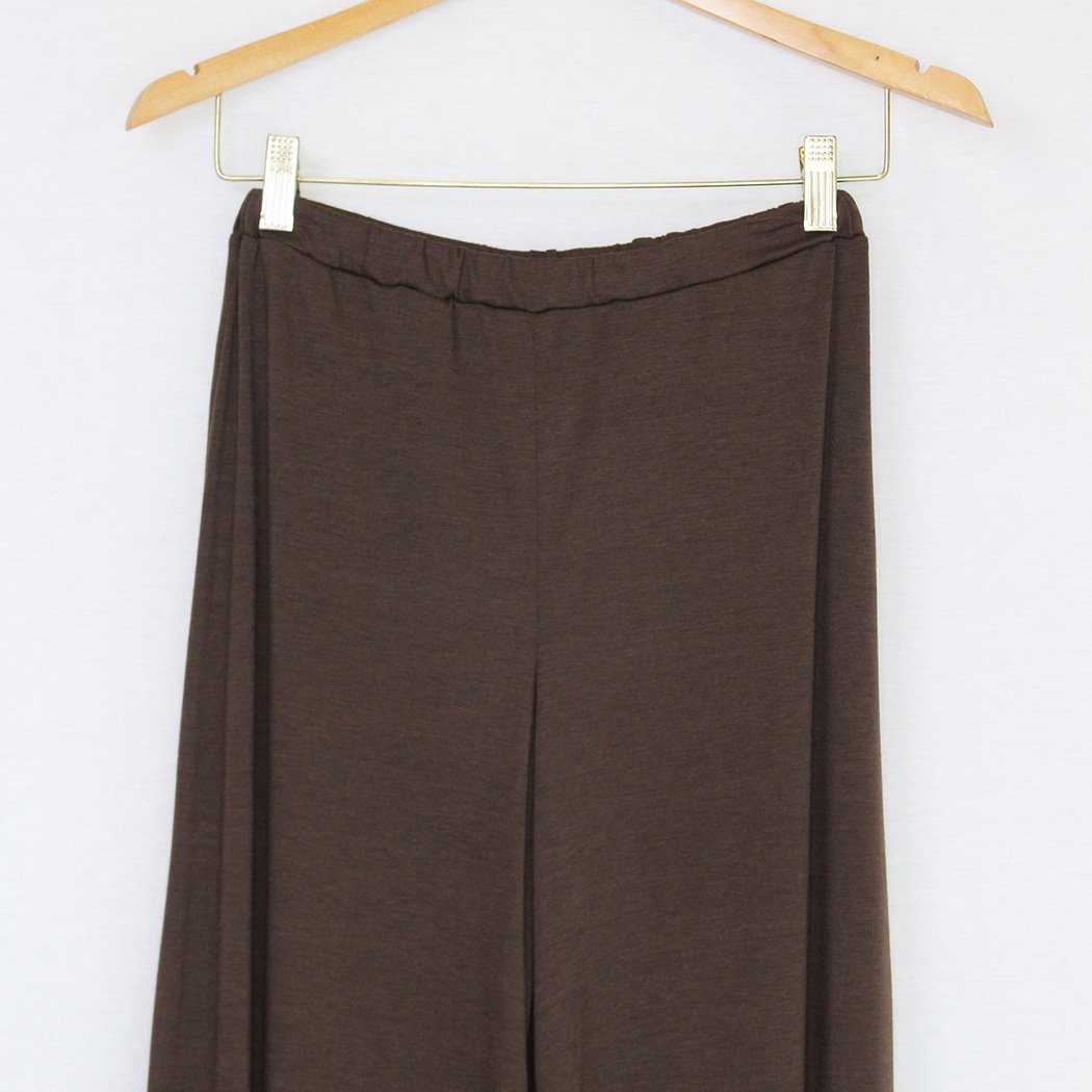 Elastic Waist Wide Leg Pants Brown