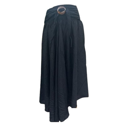 Bohotusk Plain Black Long Skirt With Coconut Buckle (& Strapless