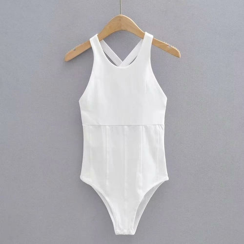 Women Sleeveless Solid Sexy Bodysuit