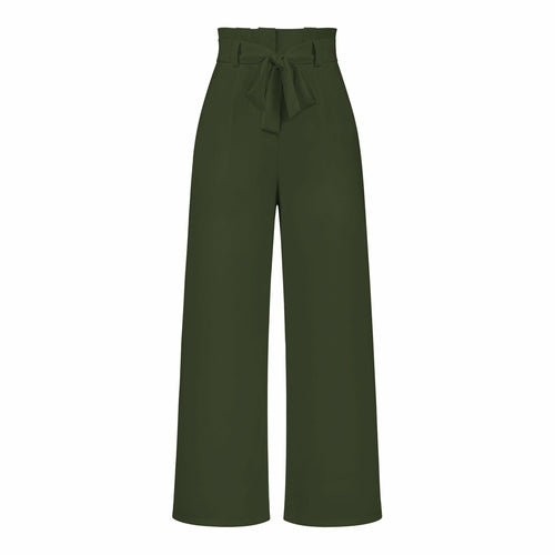 Women's Casual Wide-Leg Trousers with Belt