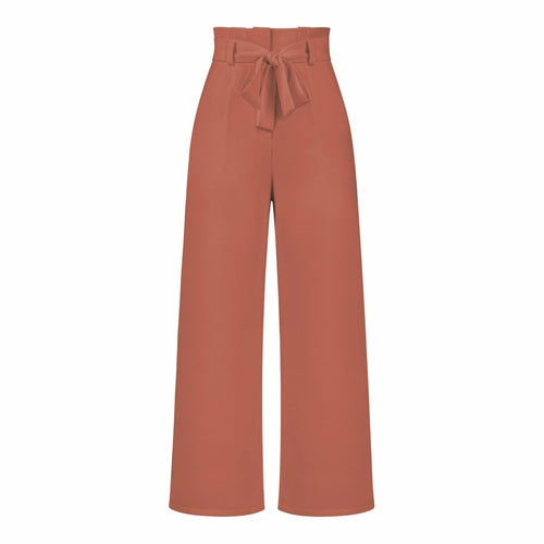 Women's Casual Wide-Leg Trousers with Belt