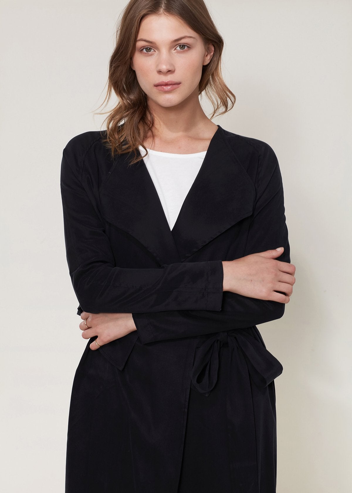 Women's Wrap Trench Coat In Black